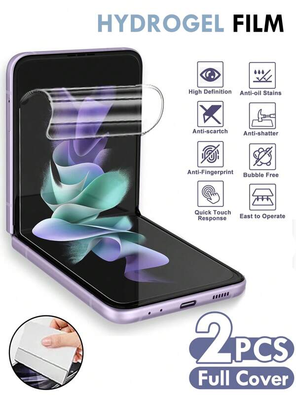 2 Pcs Full Cover Soft Hydrogel Film Compatible With Samsung Galaxy Z Flip 6/5/4/3 [Not Tempered Glass] Full Coverage Easy Install High-Definition Clear, Bubble-Free,Scratch And Shatter Resistant Hydro Gel Film Soft Screen Protective Film (Not Tempered Glass) Gift For Birthday/Easter/Presidents Day/Christmas//Family/Friends/Boy/Girlfriend Gift For Birthday, Family, Friends Phone Screen Protector, Phone Accessories