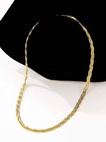 ZG YING ZHOU ZGYZ 1 pieza Collar de cadena de cuchilla de acero inoxidable de múltiples capas con diseño de hueso de serpiente, adecuado para boda, fiesta y uso diario, unisex - Dorado - Ver 2