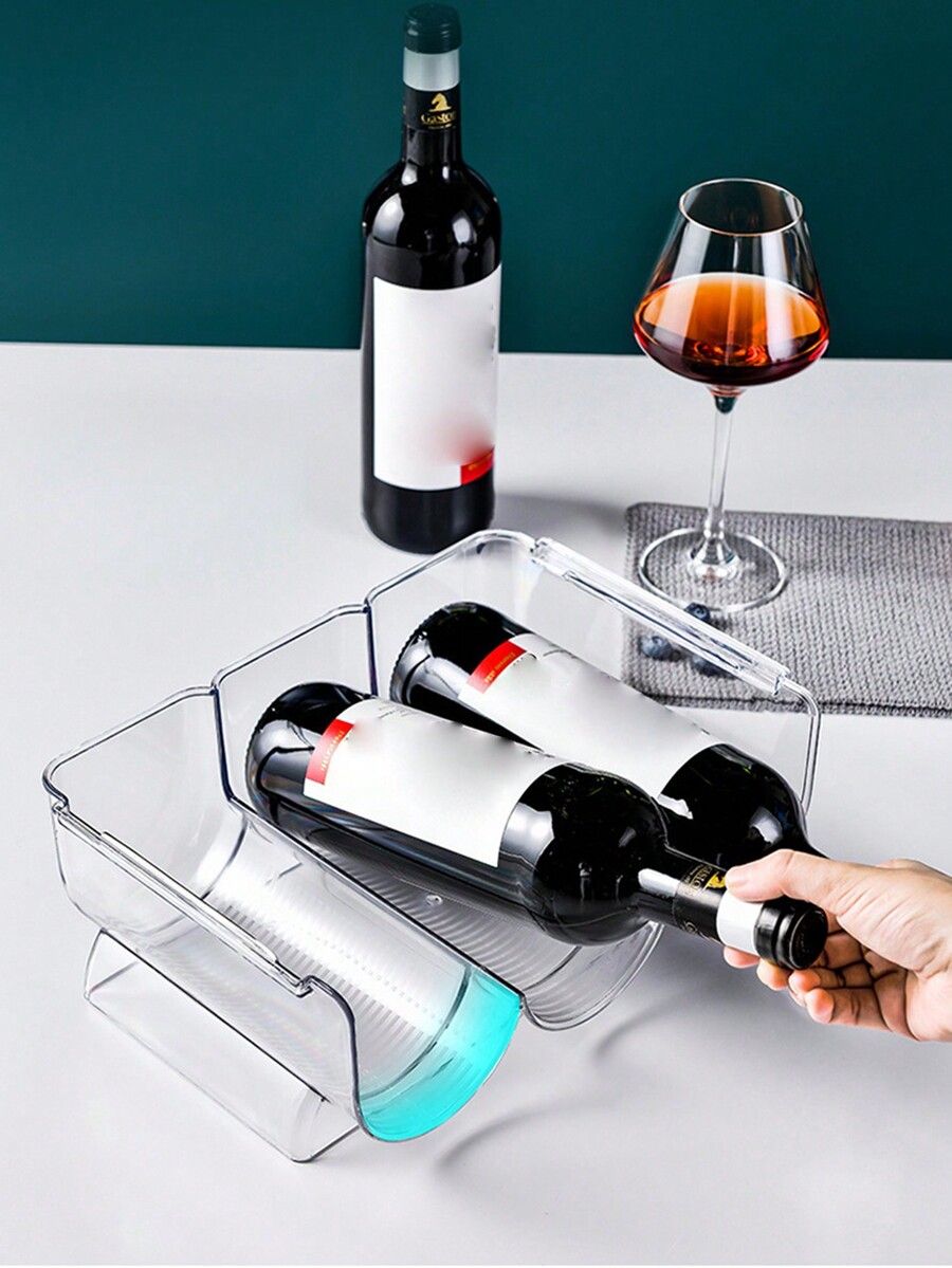 1pc Stackable Wine Rack For Fridge, Countertop Clear Table Desktop