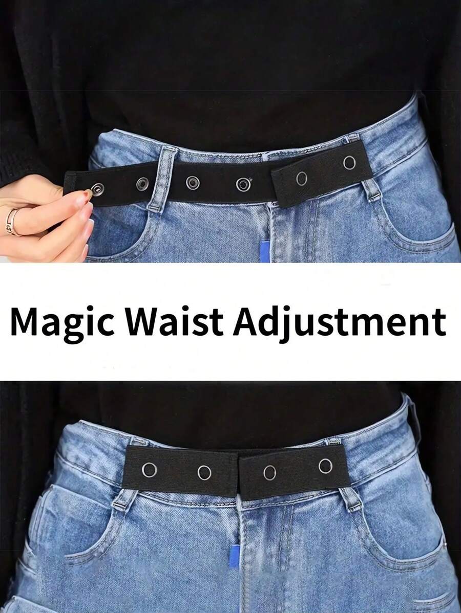 1PC, Elastic Waist Extenders Stretch Waist Belt ,Black Elastic Waist