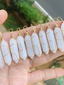 10pcs Mixed Color Wire Wrapped Column Shape Pendant, Suitable For Diy Necklace Pendant Accessories