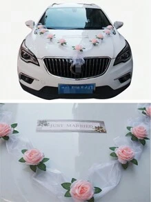 9 pièces DIY Décoration de la Saint-Valentin Décoration de mariage en tissu Décoration de voiture de mariage Fleurs roses simulées, Décoration de maison Fleurs artificielles en soie rose, Convient pour diverses décorations de voiture, Diverses décorations de voiture de mariage
