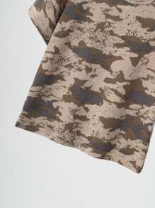 3入組年輕男孩迷彩印花T恤套裝，包括短褲和長褲 - 彩色 - 查看 4