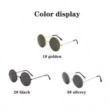 1 件金属复古圆框时尚眼镜，适合男士和女士 - 彩色 - 查看 3