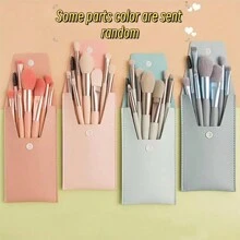 8pcs Mini Short Handle Makeup Brush Set With Envelope Bag, Portable & Soft Bristle For Beginners, Morandi Series,Brush Set,Makeup Brush Kit,Make Up Brush Set,Make Up Set Complete,Makeup Brush Set,Complete Makeup Kit,Brush Kit,Brushes Makeup Set,Makeup Gift Set - Apricot - View 5