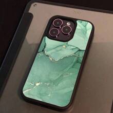 Marble Patterned Pc+Tpu Dual-Layered Phone Case With Black Border, Compatible With Apple Iphone 15 Pro Max/11/12/13, Samsung S23/22 - Multicolor - View 4