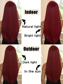 Cabelo Longo e Liso de Fibra Sintética de 26 Polegadas com Franja na Cor Borgonha Marrom, Perfeito para as Senhoras Usarem em Festas de Halloween, Feriados, Natureza, Elegância, Sensualidade, Romance, Simplicidade, Estilo Casual, Rua, Campus e Cosplay de Natal, Halloween, Resistente a Altas Temperaturas