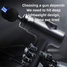 1pc Fascia Gun With 8 Massage Heads Muscle Massage Gun Deep Tissue Percussion Massager , Handheld Body Back Muscle Massager Gun - Black - View 3