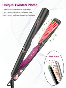 LANDOT LANDOT Hair Straightener Flat Curling Iron: Straightener And Curler 2 In 1 - Twist Straightening Curling Iron Combo For Curl Wave Straighten Women Hair - 1 Inch Dual Voltage