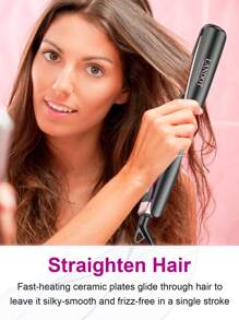 LANDOT LANDOT Hair Straightener Flat Curling Iron: Straightener And Curler 2 In 1 - Twist Straightening Curling Iron Combo For Curl Wave Straighten Women Hair - 1 Inch Dual Voltage