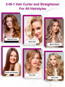 LANDOT LANDOT Hair Straightener Flat Curling Iron: Straightener And Curler 2 In 1 - Twist Straightening Curling Iron Combo For Curl Wave Straighten Women Hair - 1 Inch Dual Voltage