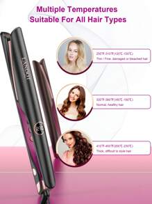 LANDOT LANDOT Hair Straightener Flat Curling Iron: Straightener And Curler 2 In 1 - Twist Straightening Curling Iron Combo For Curl Wave Straighten Women Hair - 1 Inch Dual Voltage