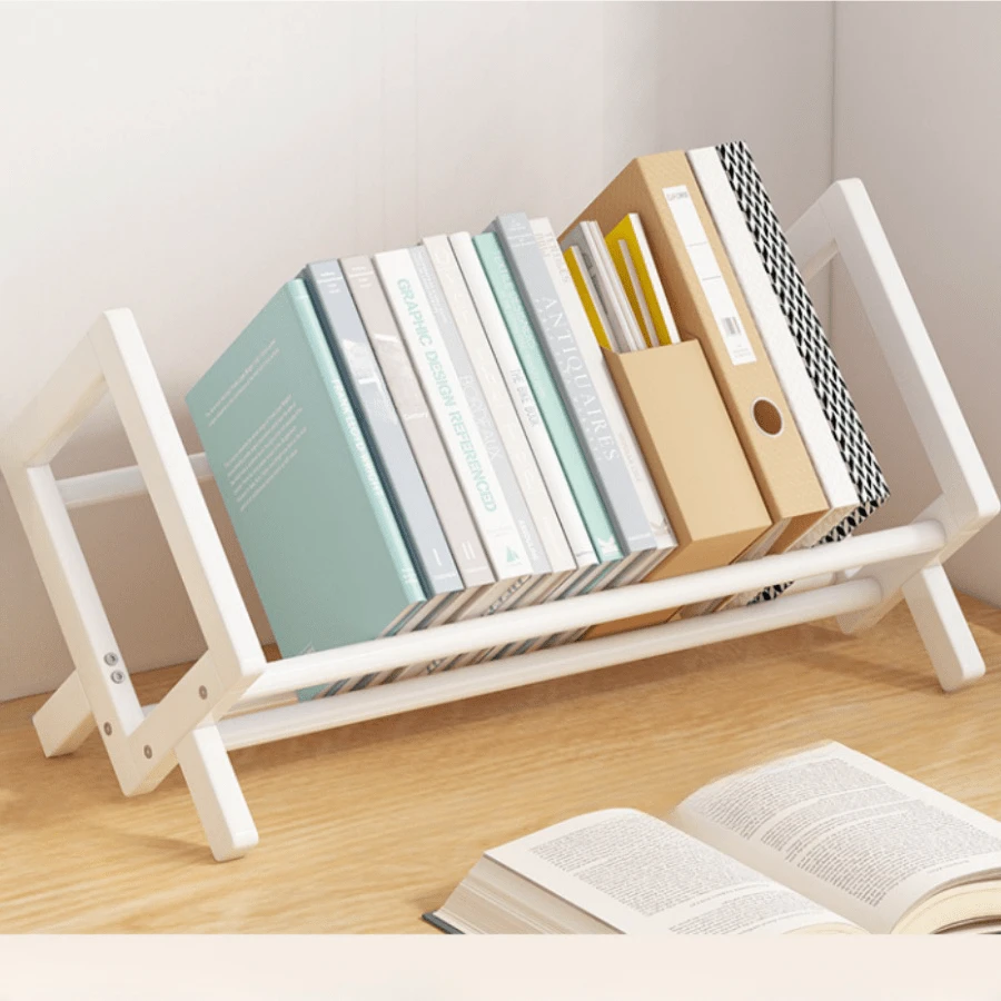 1 Pieza Estantería De Libros Combinada Desmontable Diy, Mini Estante De Almacenamiento De Libros De Escritorio, Adecuado Para Almacenar Papelería En La Oficina, El Hogar Y La Escuela - Blanco - Ver 1