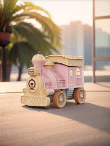 Modelo De Tren Eléctrico Inercial Divertido De Dibujos Animados Con Música Y Luz, Interesante Juguete Educativo Para Niños, Regalo De Vacaciones - Rosa Pálido - Ver 10