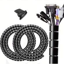 2入組網路電纜收納套筒,7/8英寸-20英尺套裝包裝,易於安裝,用於電視、辦公室、電腦等線纜解決方案,防寵物咬住咬斷的電纜保護套 - 黑色 - 查看 1