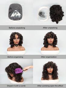 Tóc giả tổng hợp xoăn ngắn có mái - Cà phê nâu - Xem 5