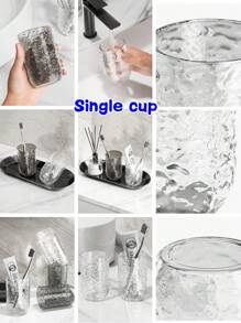 1pc Glacier Pattern Travel Mouthwash Cup Toothbrush Storage Cup Portable Toothbrush Holder With Anti-Fall Design Home Bathroom Decor Summer Back To School