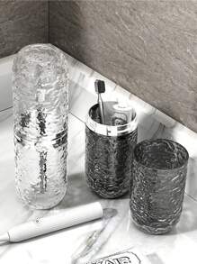 1pc Glacier Pattern Travel Mouthwash Cup Toothbrush Storage Cup Portable Toothbrush Holder With Anti-Fall Design Home Bathroom Decor Summer Back To School