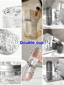 1pc Glacier Pattern Travel Mouthwash Cup Toothbrush Storage Cup Portable Toothbrush Holder With Anti-Fall Design Home Bathroom Decor Summer Back To School