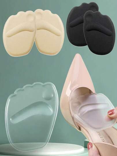 女士透明前腳墊，可減輕疼痛和防滑，可選擇3種顏色。單一尺寸：透明，黑色A，杏色B。