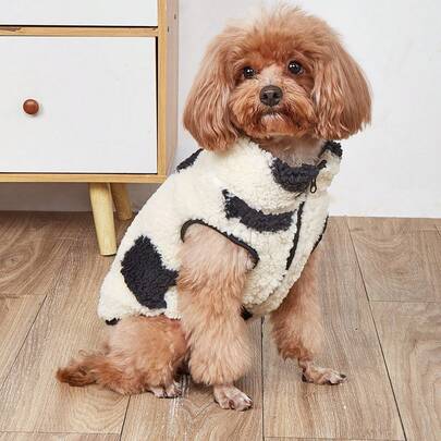 1pc Cute Heart Pattern Pet Vest, Suitable For Cats And Dogs, Fluffy Pet Clothing For Autumn/Winter