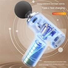 1pc Fascia Gun With 8 Massage Heads Muscle Massage Gun Deep Tissue Percussion Massager , Handheld Body Back Muscle Massager Gun - Black - View 5