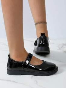 Zapatos escolares de colores sólidos para mujeres, ligeros, nuevo estilo japonés de primaveraotoño 2024, fáciles de combinar con faldas - Negro - Ver 5