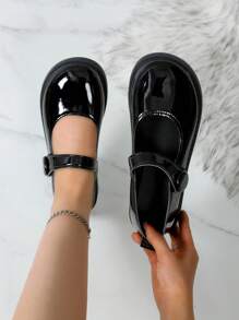 Zapatos escolares de colores sólidos para mujeres, ligeros, nuevo estilo japonés de primaveraotoño 2024, fáciles de combinar con faldas - Negro - Ver 2