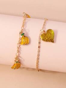 2入組心形和水果形手鐲套裝