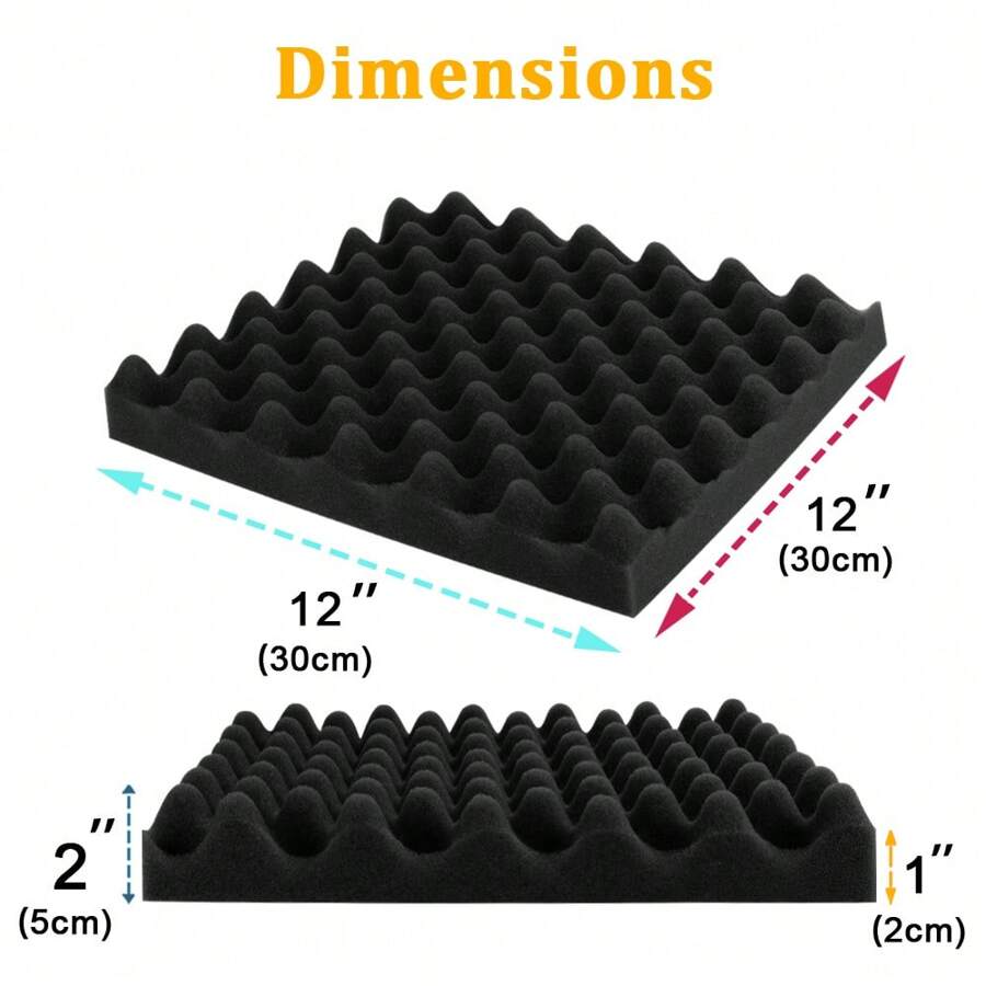 12 Pack12x12x2 Inches Sound Absorption Treatment Panel, Egg Crate