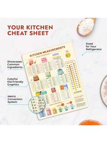 1pc Kitchen Conversion Chart Magnet For Easier Cooking & Baking, Accurate Baking Conversion Chart, Metric System Conversion Chart For Cooking, Cooking Temperature Chart For Professional & Home Chefs - Apricot - View 3