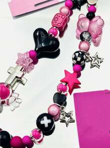 Dây đeo điện thoại trang trí hình ngôi sao và trái tim Quà tặng cho mẹ, gia đình, bạn bè, sinh nhật, ngày lễ, dây đeo điện thoại - Nhiều màu - Xem 2