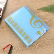 Music Score Folder, A4 Size, With 5-Line Sheet, Piano/Piano Sheet Folder, Song Book, Insert Pages And Document Folder - Blue - View 1
