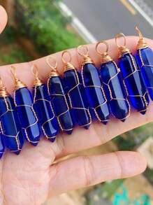 10pcs Mixed Color Wire Wrapped Column Shape Pendant, Suitable For Diy Necklace Pendant Accessories