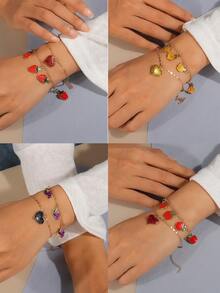 2入組心形和水果形手鐲套裝