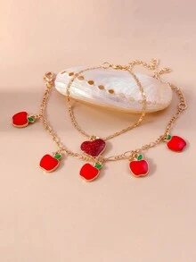 2入組心形和水果形手鐲套裝