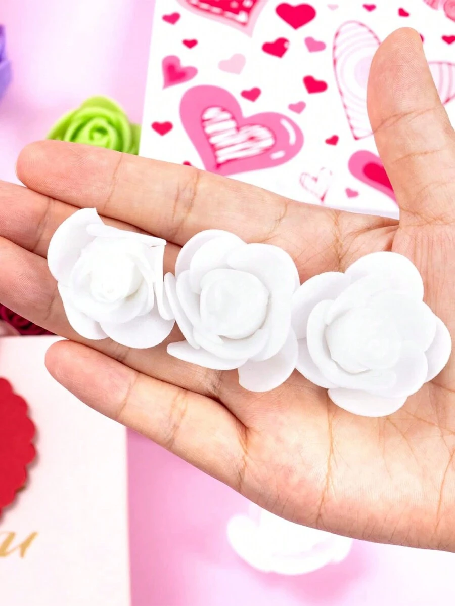 50/100/200/300/400/500 Đầu hoa hồng xốp mini, Hoa giả xốp hoa giả số lượng lớn cho đồ thủ công DIY, Hoa cưới, Tiệc mừng em bé, Trang trí nhà cửa, Trang trí bàn tiệc, Trang trí sân vườn - trắng - Xem 1