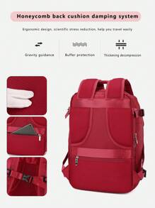 行李背包附鞋倉大容量學生書包週末過夜包適合旅行商務出差 - 紅色 - 查看 8