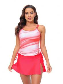 2024 Áo tắm chia váy chắp vá in gradient mới - Màu Hồng Tươi - Xem 1