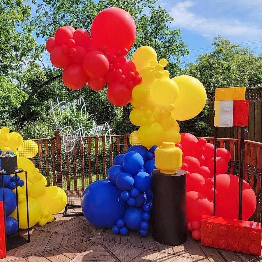 145pcs Blue/Red/Yellow Balloons, FlowerShaped Balloon Arch Kit Diy