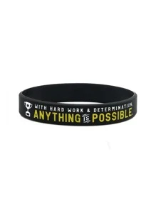1pc/3pcs Baseball Gift Game Victory Anything Is Possible Rubber Silicone Bracelets Wristband - Black - View 9