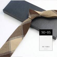 1 件棕色/酒红色/灰色条纹手工领带适合日常聚会场合工作男士领带 - 彩色 - 查看 13