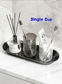 1pc Glacier Pattern Travel Mouthwash Cup Toothbrush Storage Cup Portable Toothbrush Holder With Anti-Fall Design Home Bathroom Decor Summer Back To School