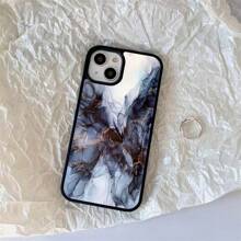 Marble Patterned Pc+Tpu Dual-Layered Phone Case With Black Border, Compatible With Apple Iphone 15 Pro Max/11/12/13, Samsung S23/22 - Multicolor - View 2