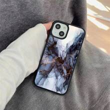 Marble Patterned Pc+Tpu Dual-Layered Phone Case With Black Border, Compatible With Apple Iphone 15 Pro Max/11/12/13, Samsung S23/22 - Multicolor - View 1