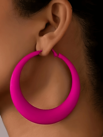 أقراط حلقية كبيرة برش مبالغ فيها للنساء، مجوهرات لتنحيف الأذن بأسلوب جذاب