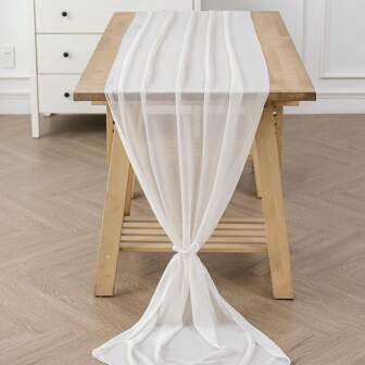 1/6 件雪纺桌旗，透明长桌布，适合婚礼新娘、婴儿洗礼、单身派对、生日派对、节日装饰