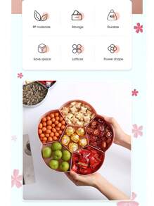 1 PC Large Capacity Dried Fruit Tray, Plastic Nut Tray, Divided Snacks, Melon Seeds, Candy Box, Wedding Candy Box, Fruit Tray - Pink Double Layer - View 10