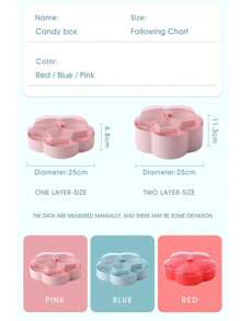 1 PC Large Capacity Dried Fruit Tray, Plastic Nut Tray, Divided Snacks, Melon Seeds, Candy Box, Wedding Candy Box, Fruit Tray - Pink Double Layer - View 9