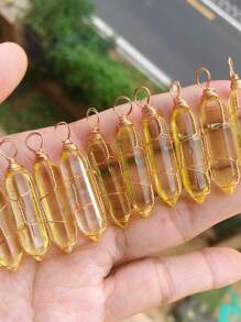10pcs Mixed Color Wire Wrapped Column Shape Pendant, Suitable For Diy Necklace Pendant Accessories